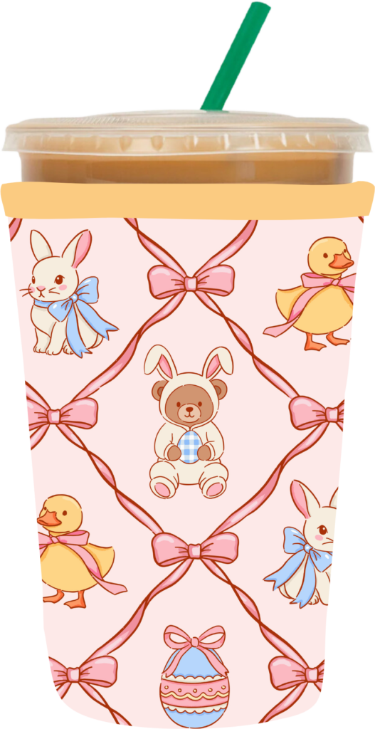 Easter bunny friends coffee sleeve UV DTF cup wrap design