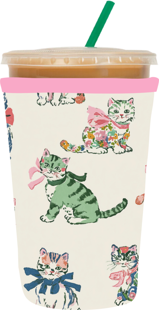 Vintage cats retro coffee sleeve UV DTF cup wrap design
