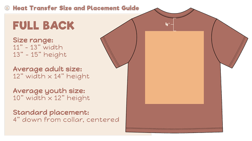 Full back transfer placement on a t-shirt