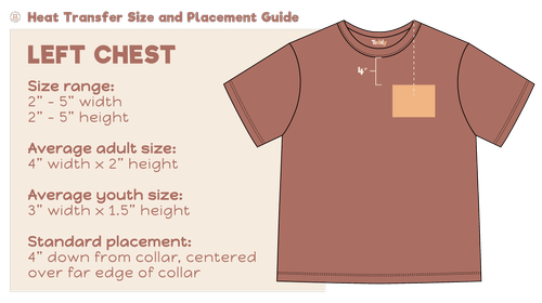 Left chest transfer placement on a t-shirt