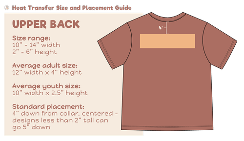 Upper back transfer placement on a t-shirt
