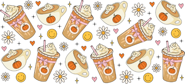 Pumpkin spice latte daydream UV DTF decal design for tumblers