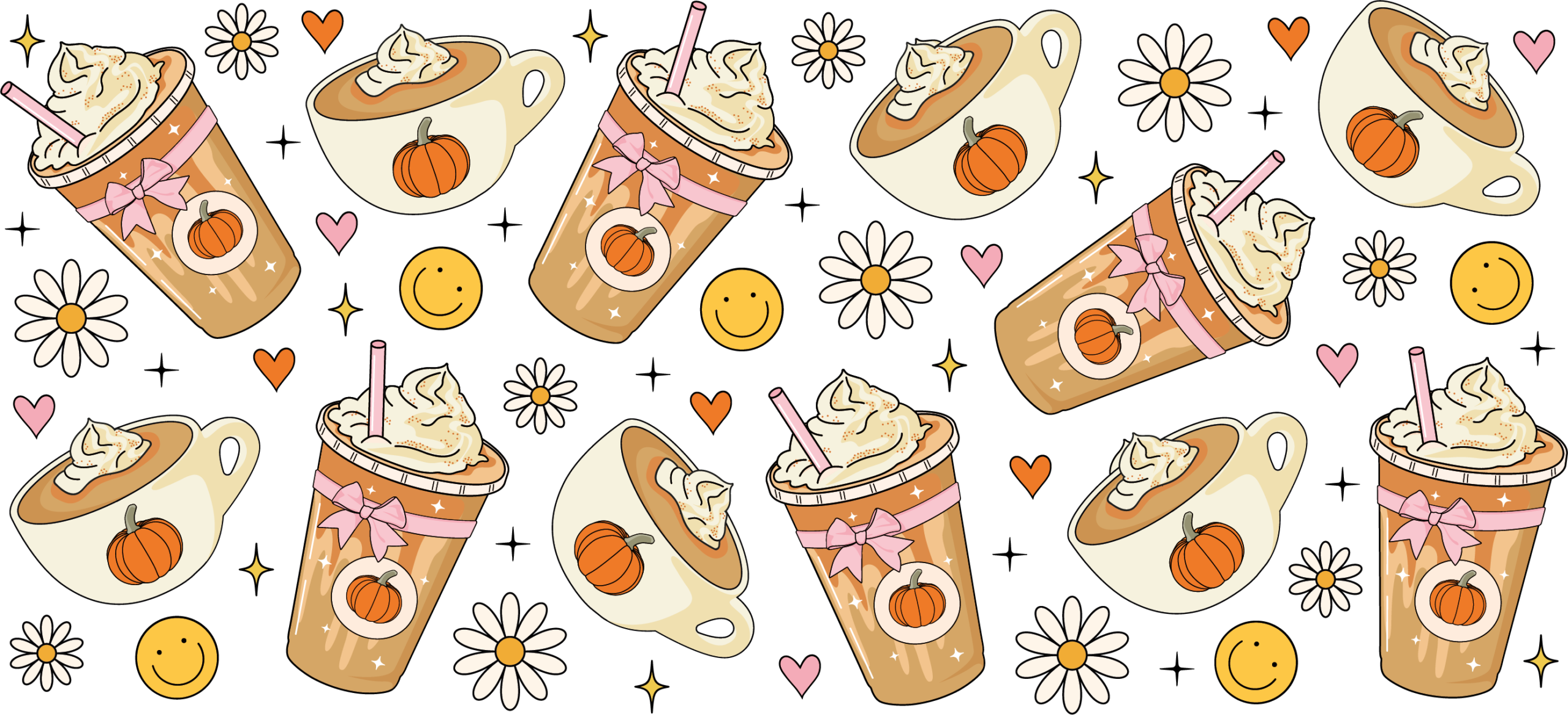 Pumpkin spice latte daydream UV DTF decal design for tumblers