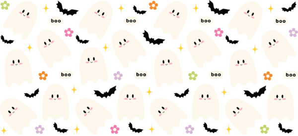 Little Boo Crew friendly ghosts UV DTF decal design for tumblers
