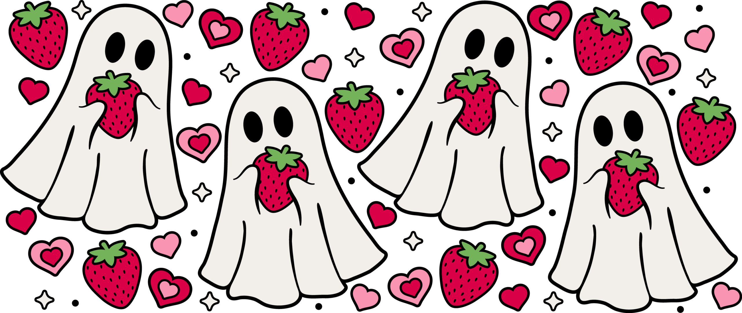 Strawberry Ghoul Love ghost and strawberries UV DTF decal design