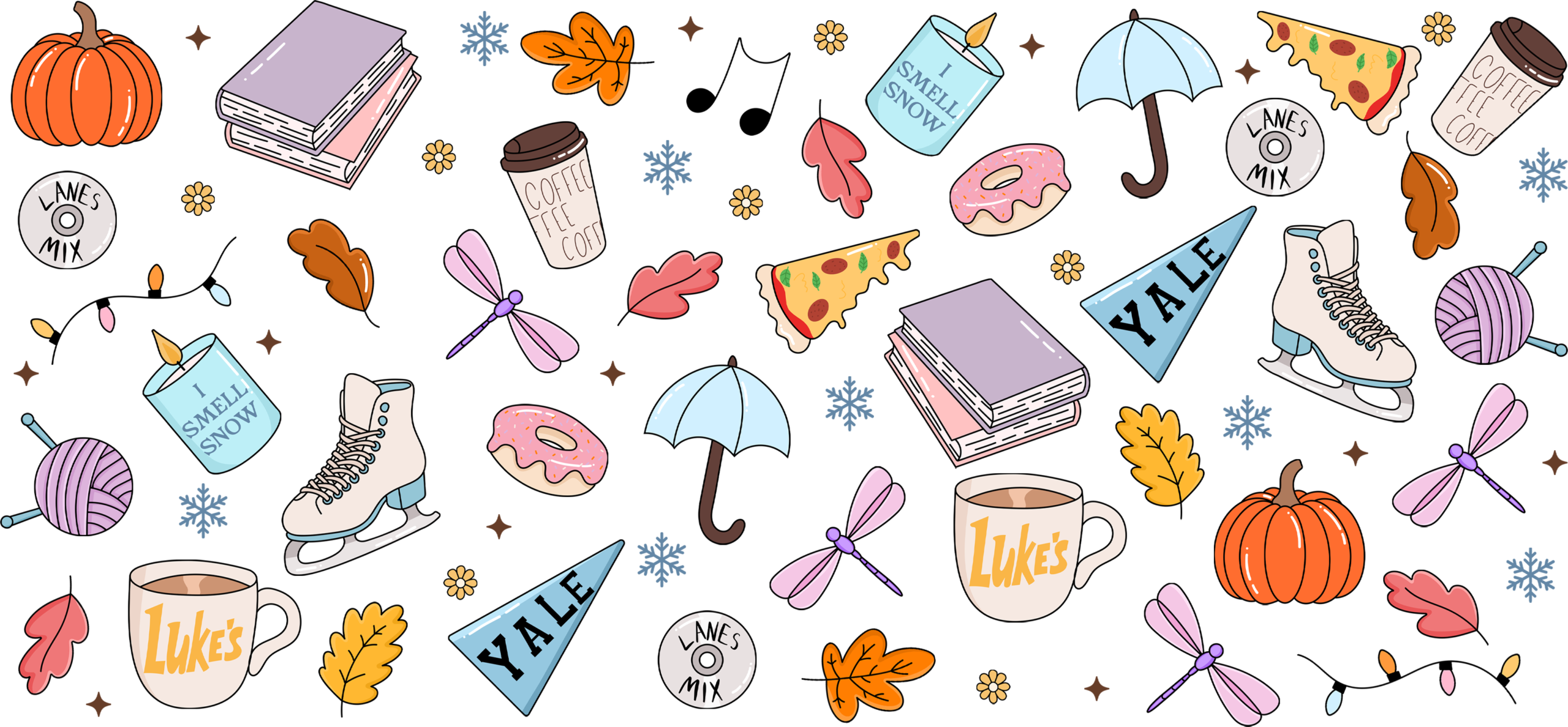 Cozy hometown charm UV DTF transfer decal design for cups