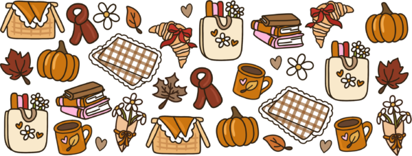 Autumn market day UV DTF transfer decal design for cups