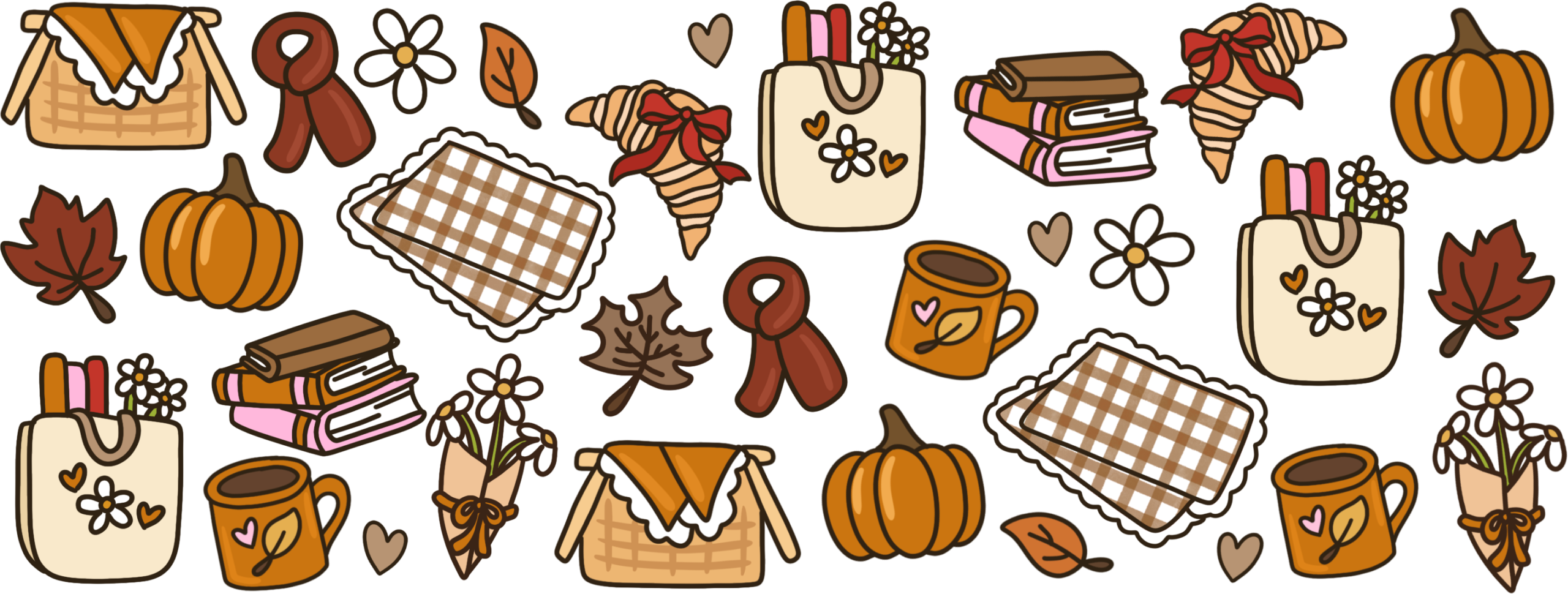 Autumn market day UV DTF transfer decal design for cups