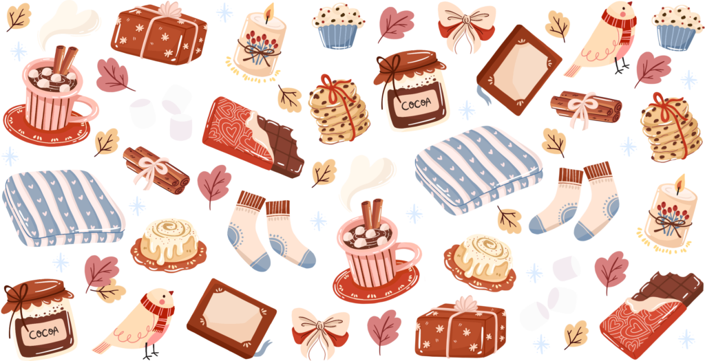 Cocoa and cozy socks UV DTF transfer decal design for cups