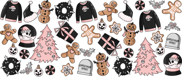 Creepmas pink spirit UV DTF transfer decal design for cups