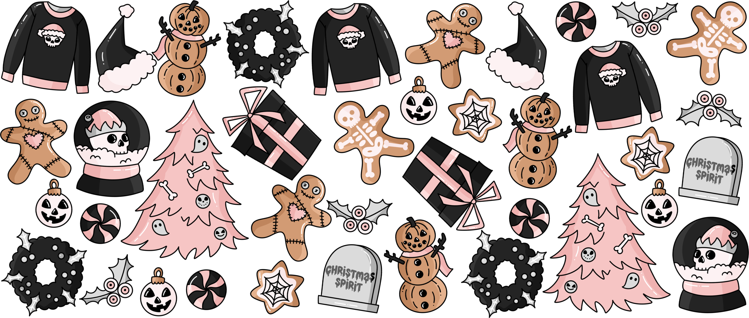 Creepmas pink spirit UV DTF transfer decal design for cups