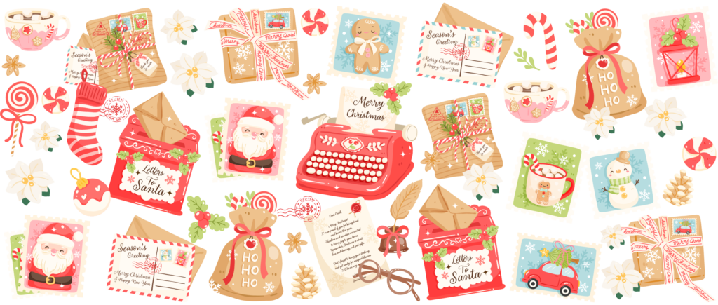 Letters to Santa UV DTF transfer decal design for cups