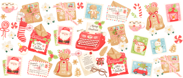 Letters to Santa UV DTF transfer decal design for cups