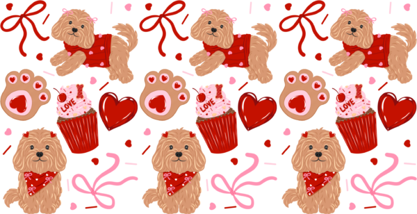 Puppy love doodles UV DTF transfer decal design for cups