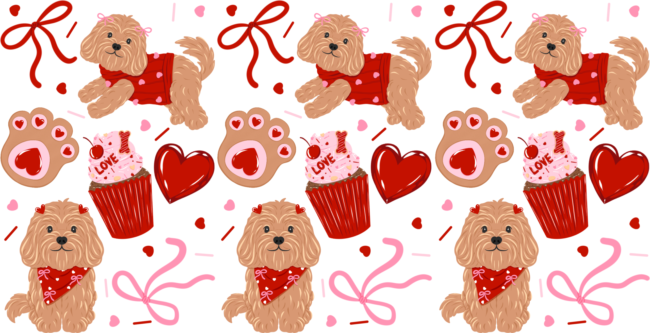 Puppy love doodles UV DTF transfer decal design for cups