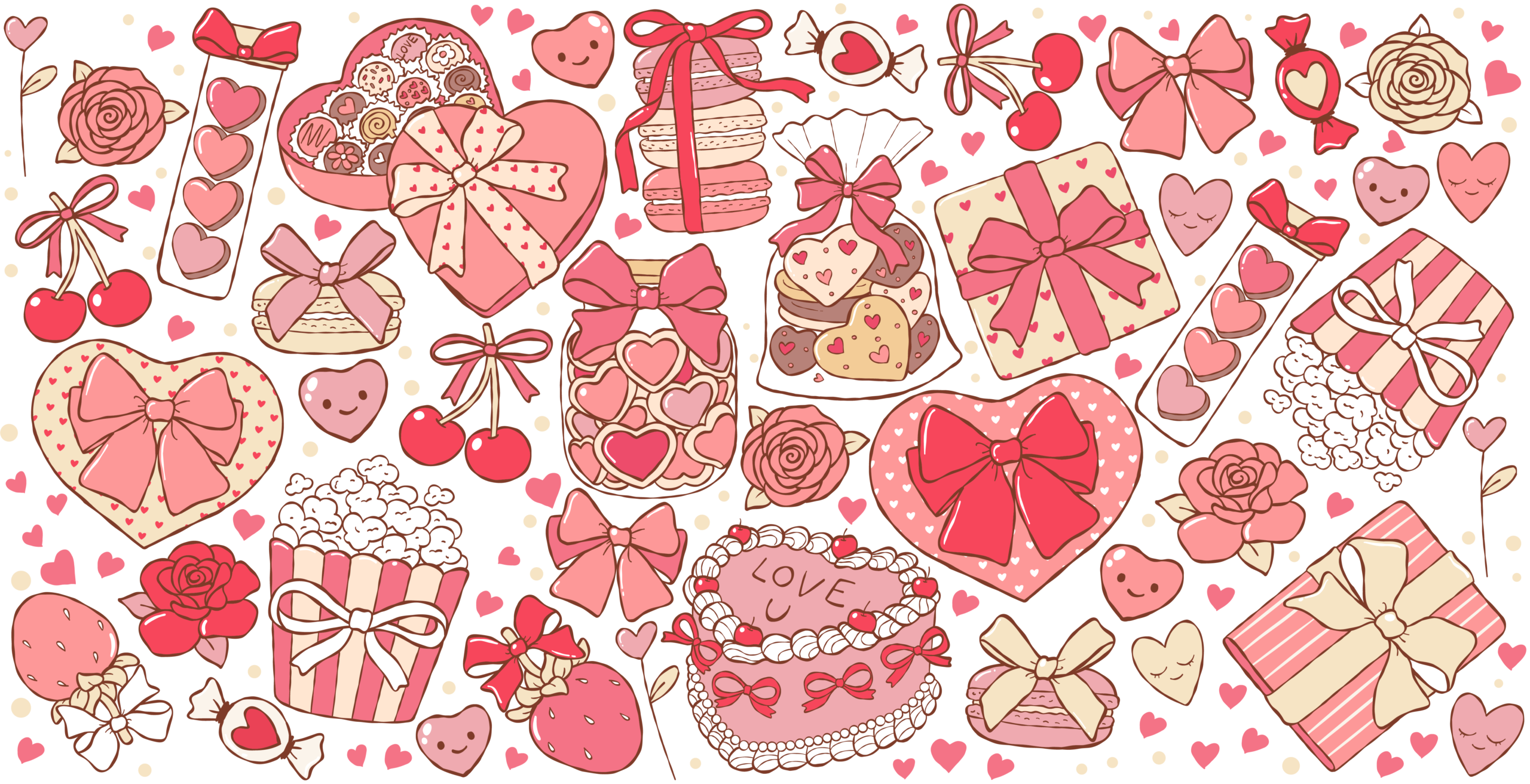 Sweet treats and candy hearts romance UV DTF transfer decal design