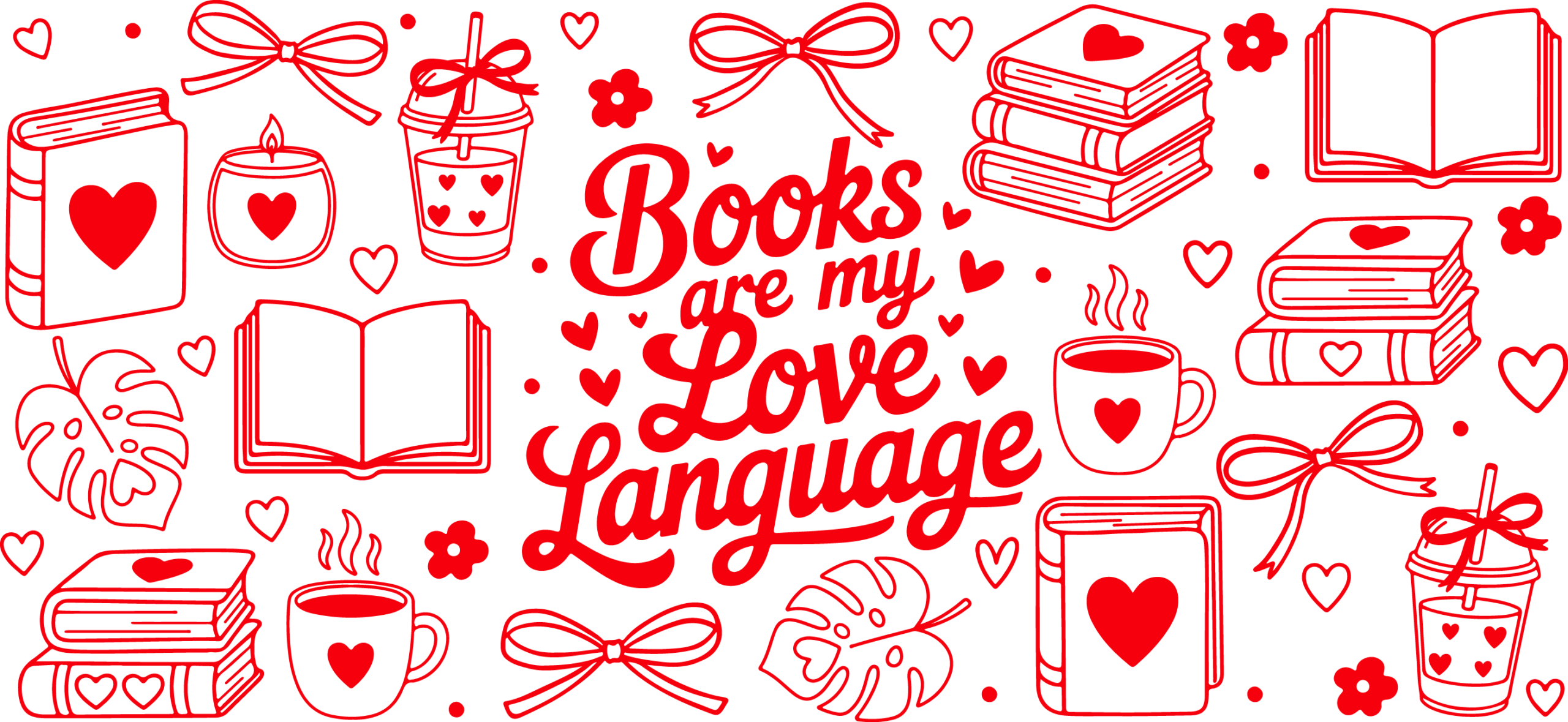Books are my love language reader UV DTF transfer decal design
