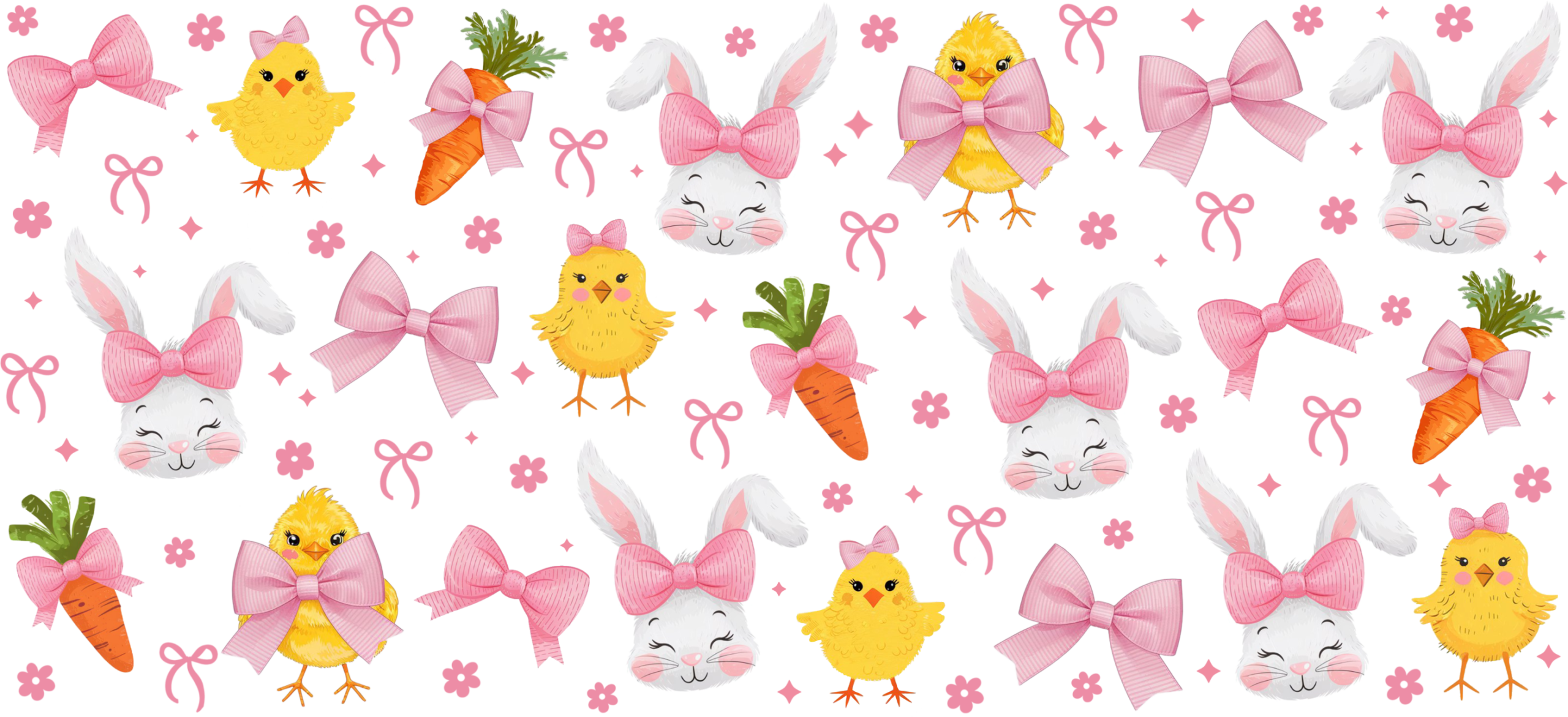 Bunny and chicks spring UV DTF transfer decal design