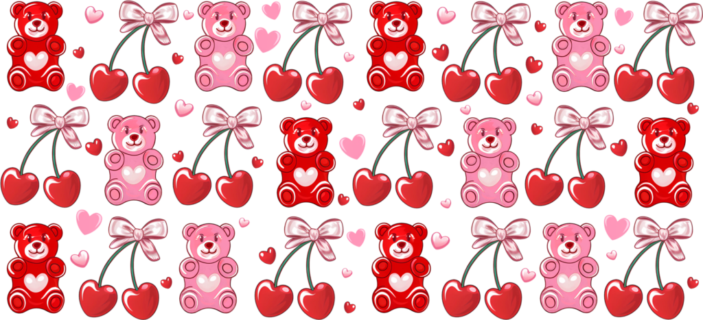 Cherry gummy bears candy UV DTF transfer decal design