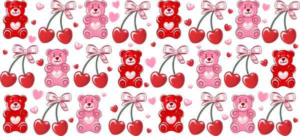 Cherry gummy bears candy UV DTF transfer decal design