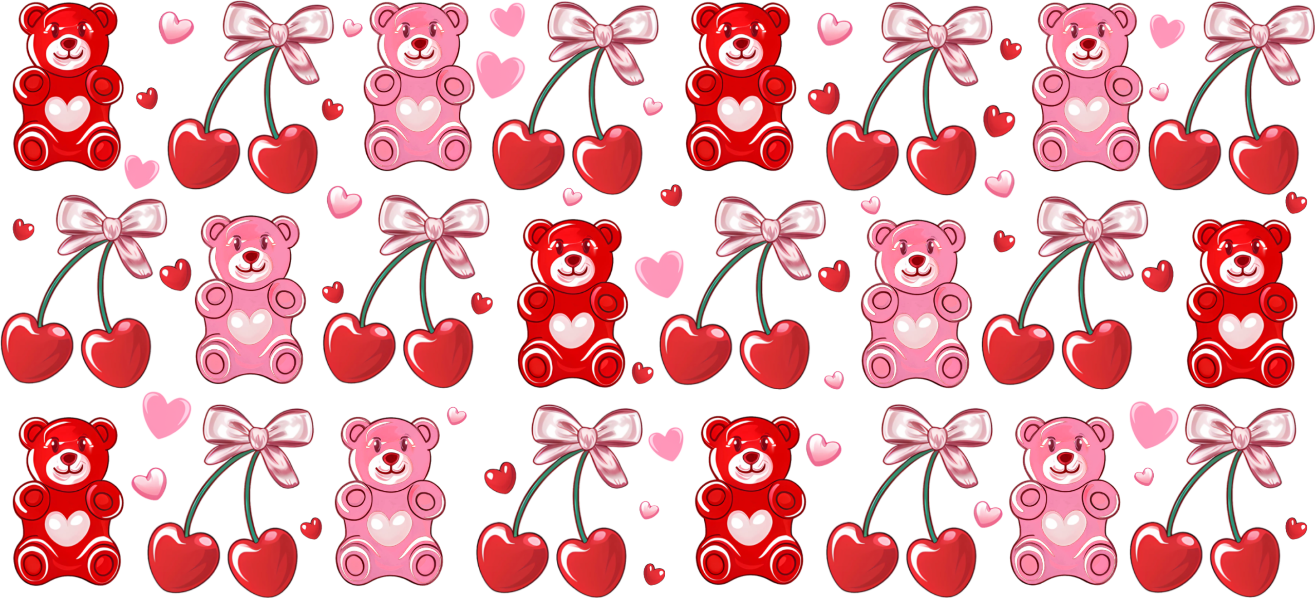 Cherry gummy bears candy UV DTF transfer decal design
