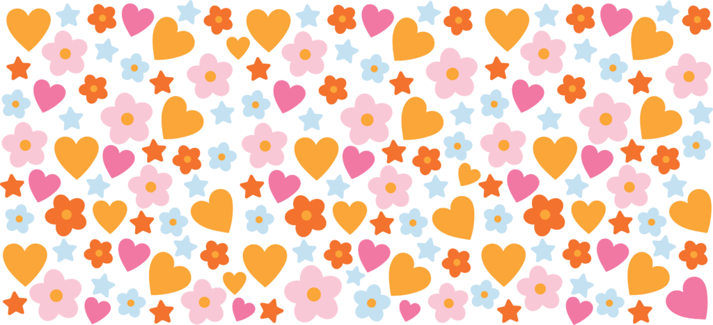 Retro Heart Bloom UV DTF decal design for tumblers and mugs