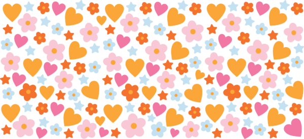Retro Heart Bloom UV DTF decal design for tumblers and mugs