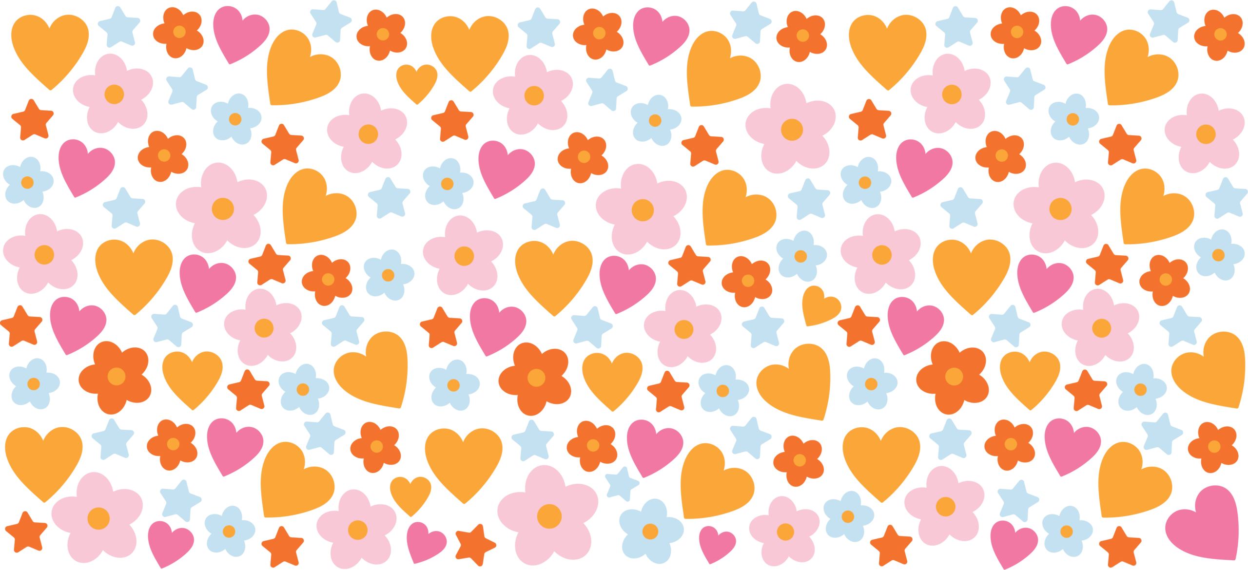 Retro Heart Bloom UV DTF decal design for tumblers and mugs