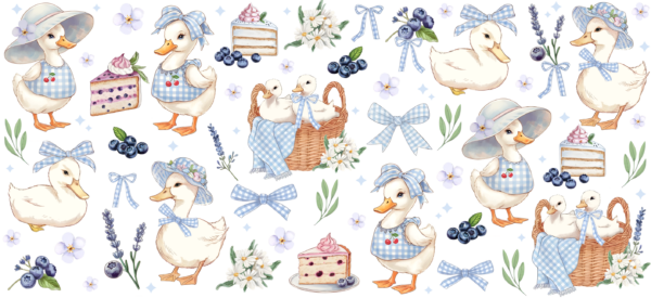 Cottage garden duck UV DTF transfer decal design