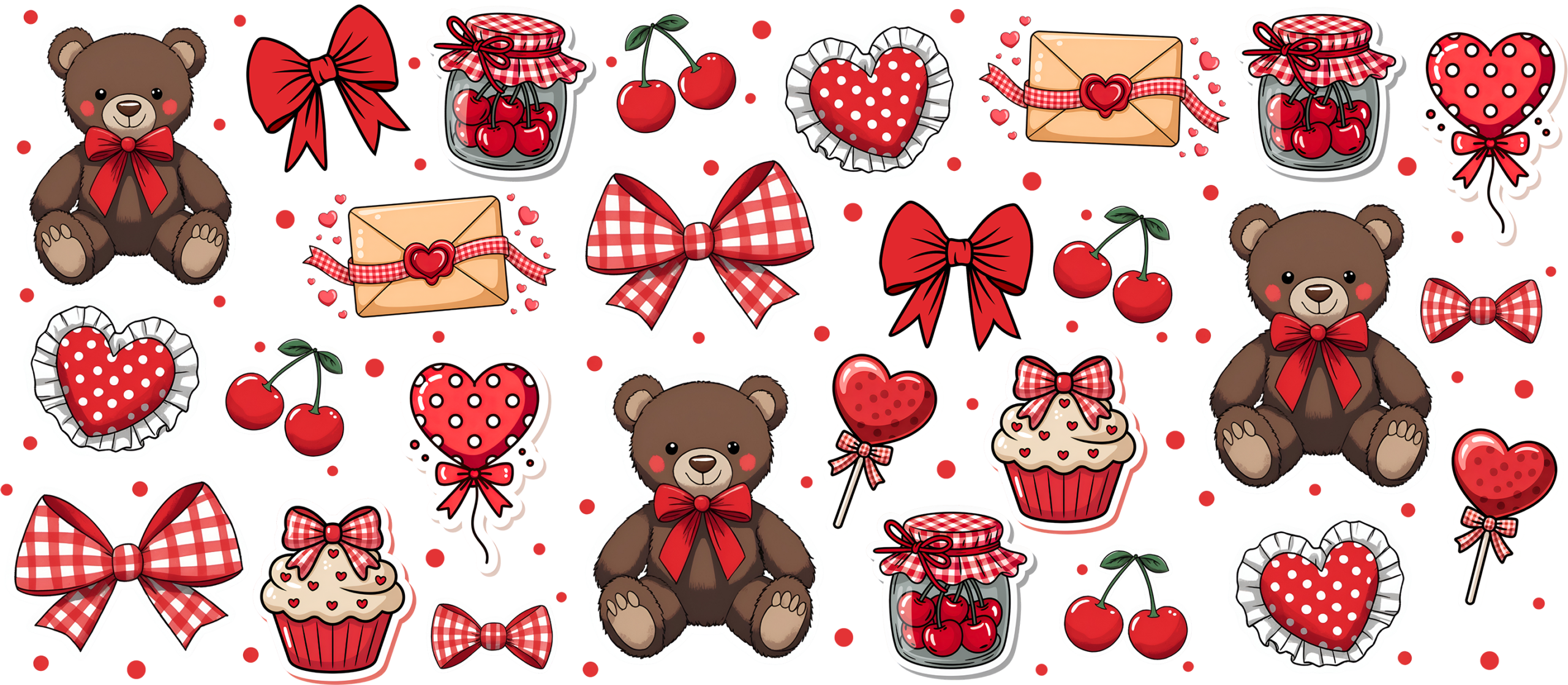 Teddy bear sweethearts with hearts UV DTF transfer decal design