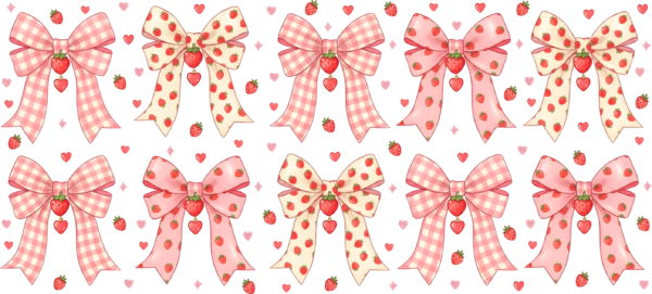 Strawberry and bow sweetie UV DTF transfer decal for cups
