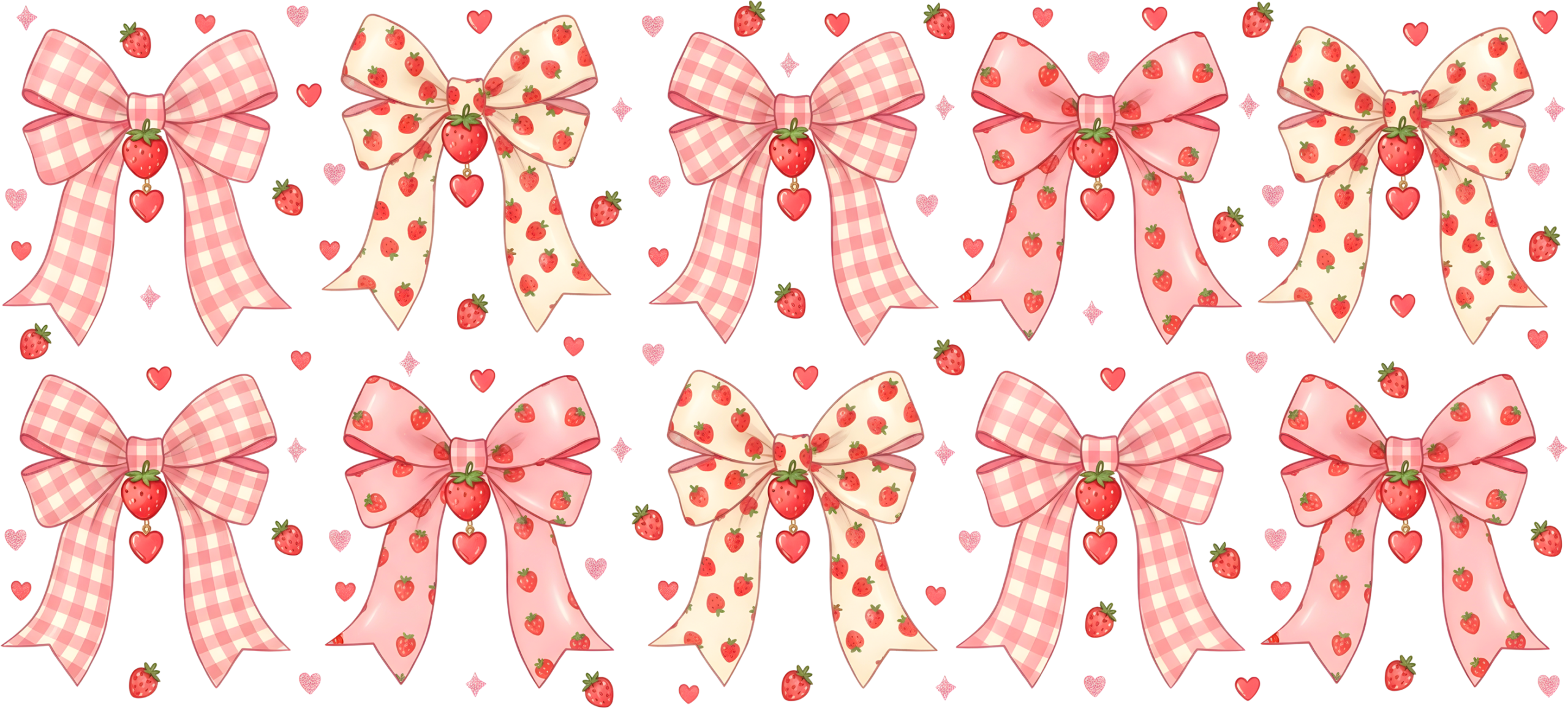 Strawberry and bow sweetie UV DTF transfer decal for cups