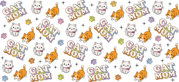 Cat Mom Club UV DTF decal design for tumblers and mugs
