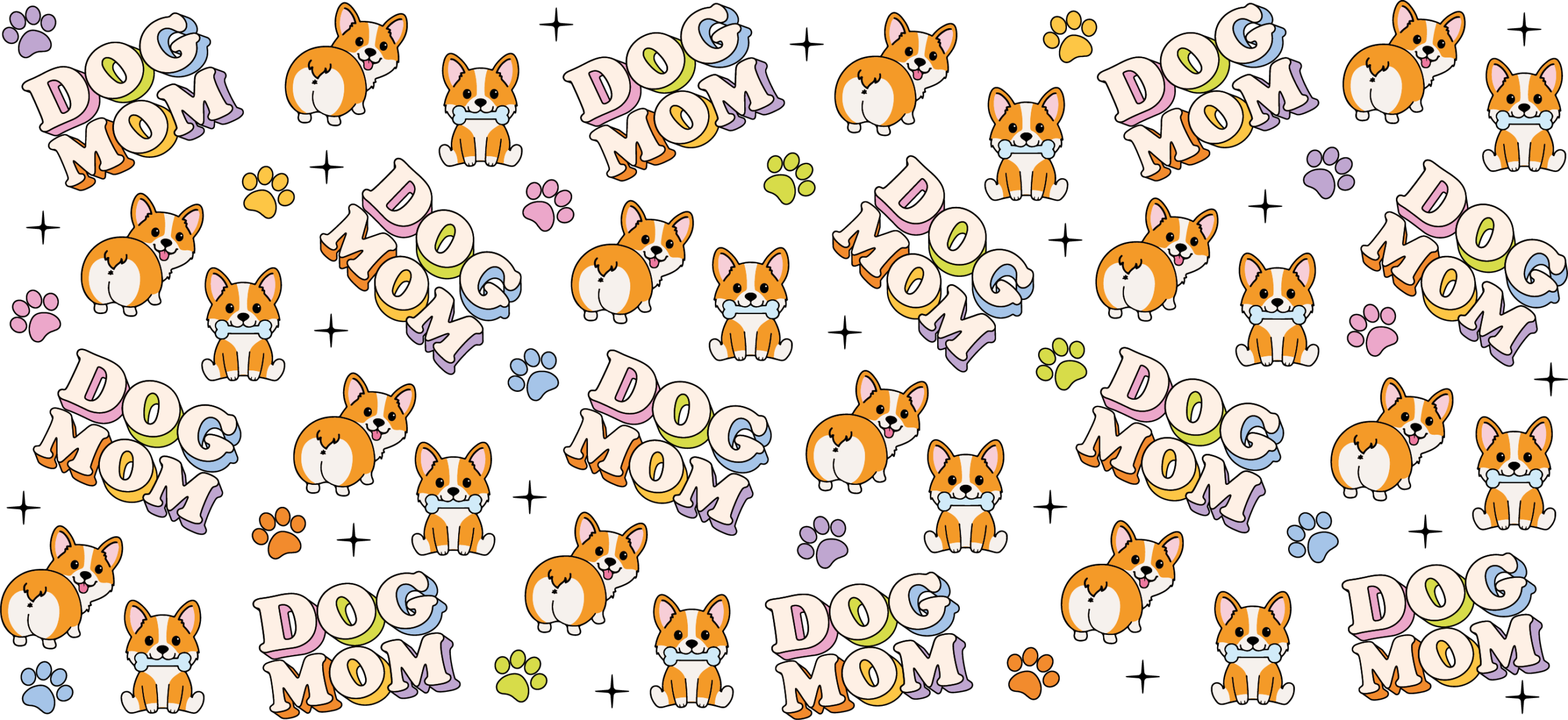 Corgi Dog Mom UV DTF decal design for tumblers and mugs