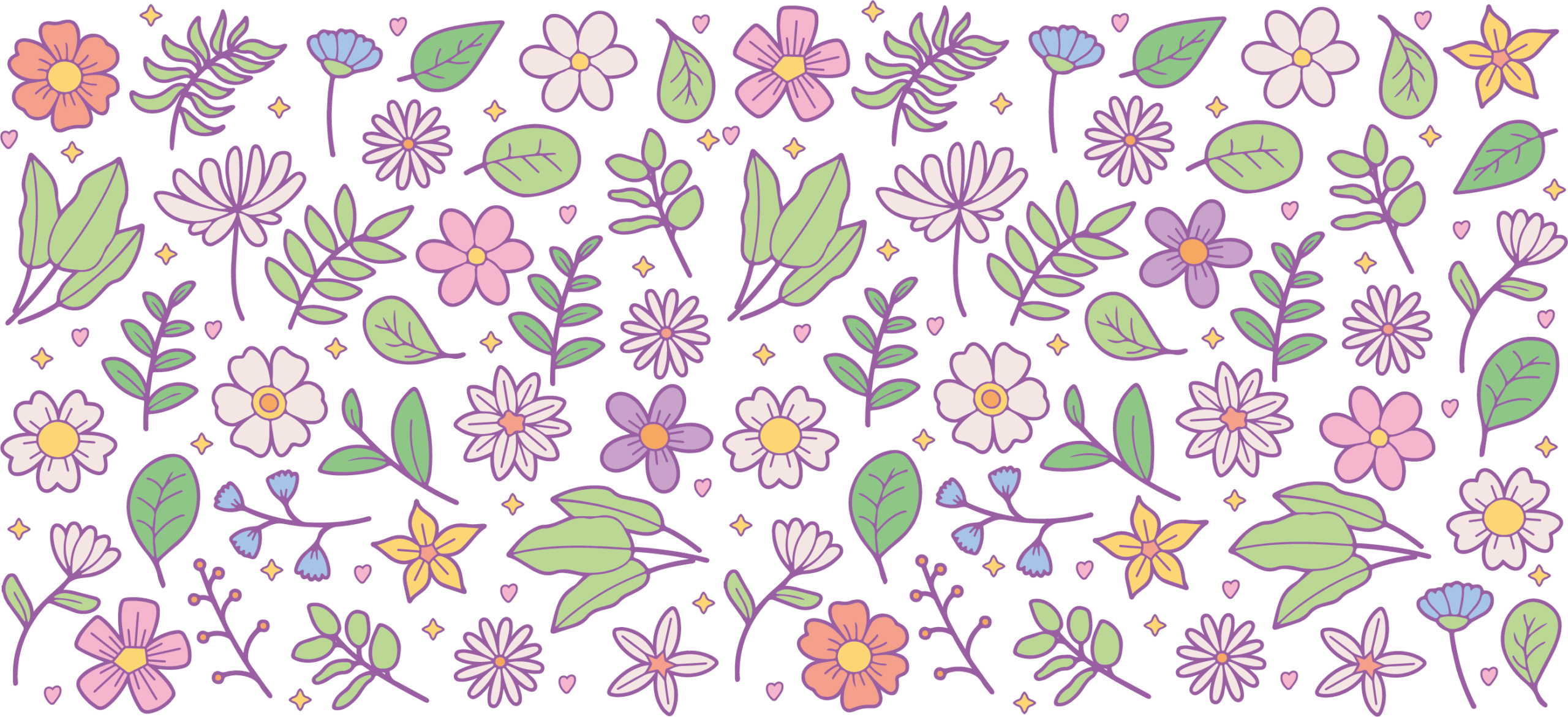 Wildflower garden bloom UV DTF decal design for tumblers and mugs