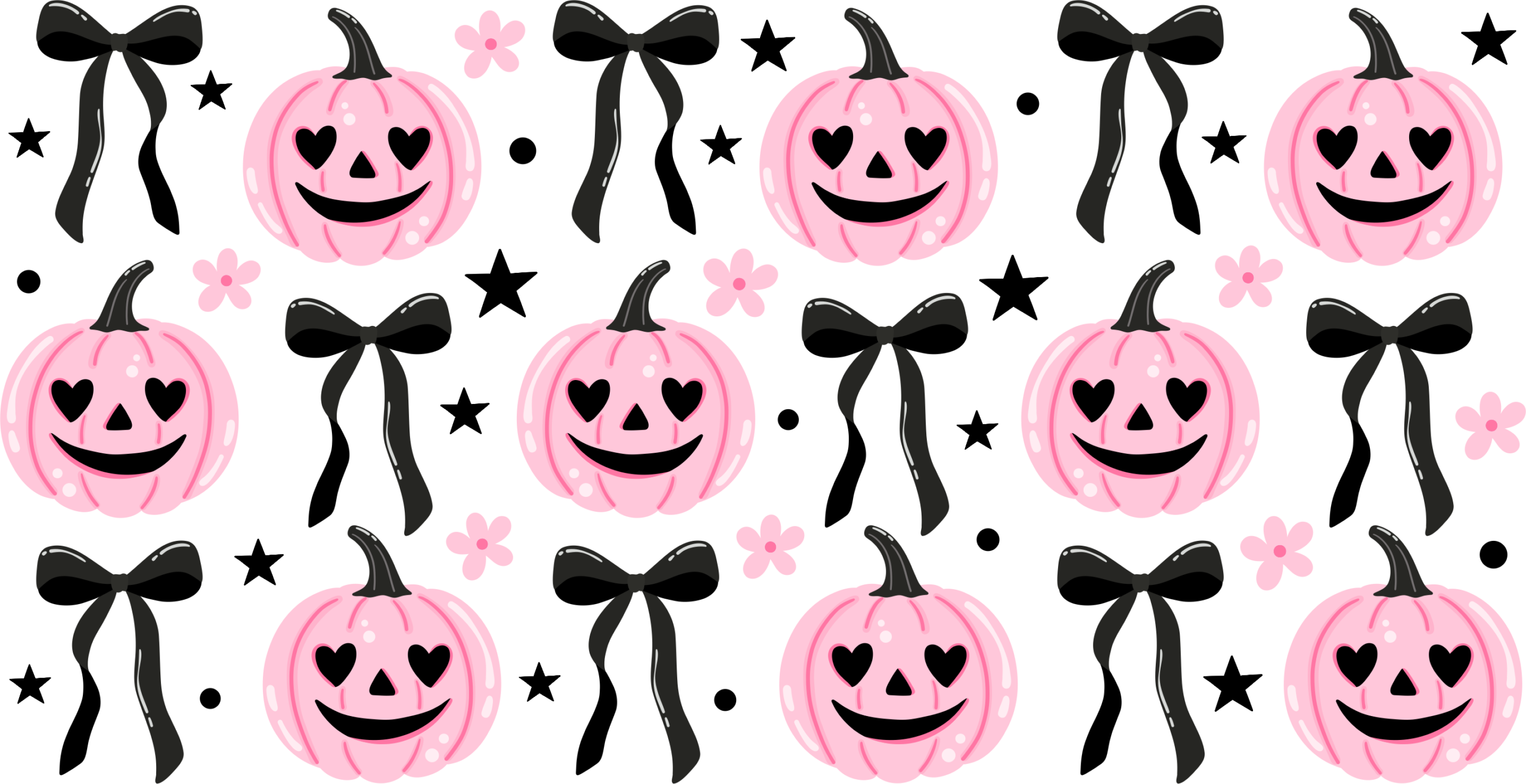 Pink bow topped pumpkins cute fall UV DTF decal design