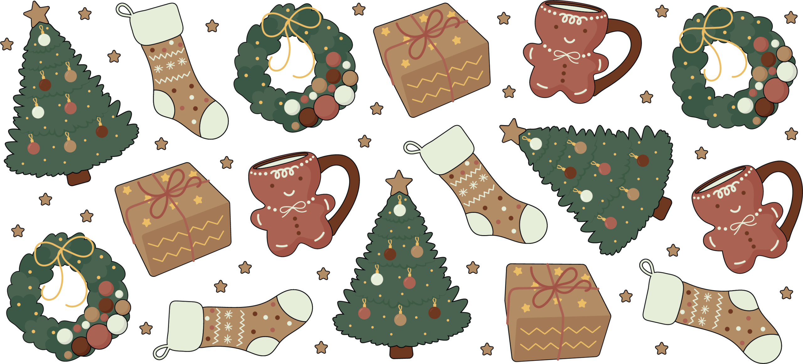Christmas morning gifts and stockings holiday UV DTF decal design