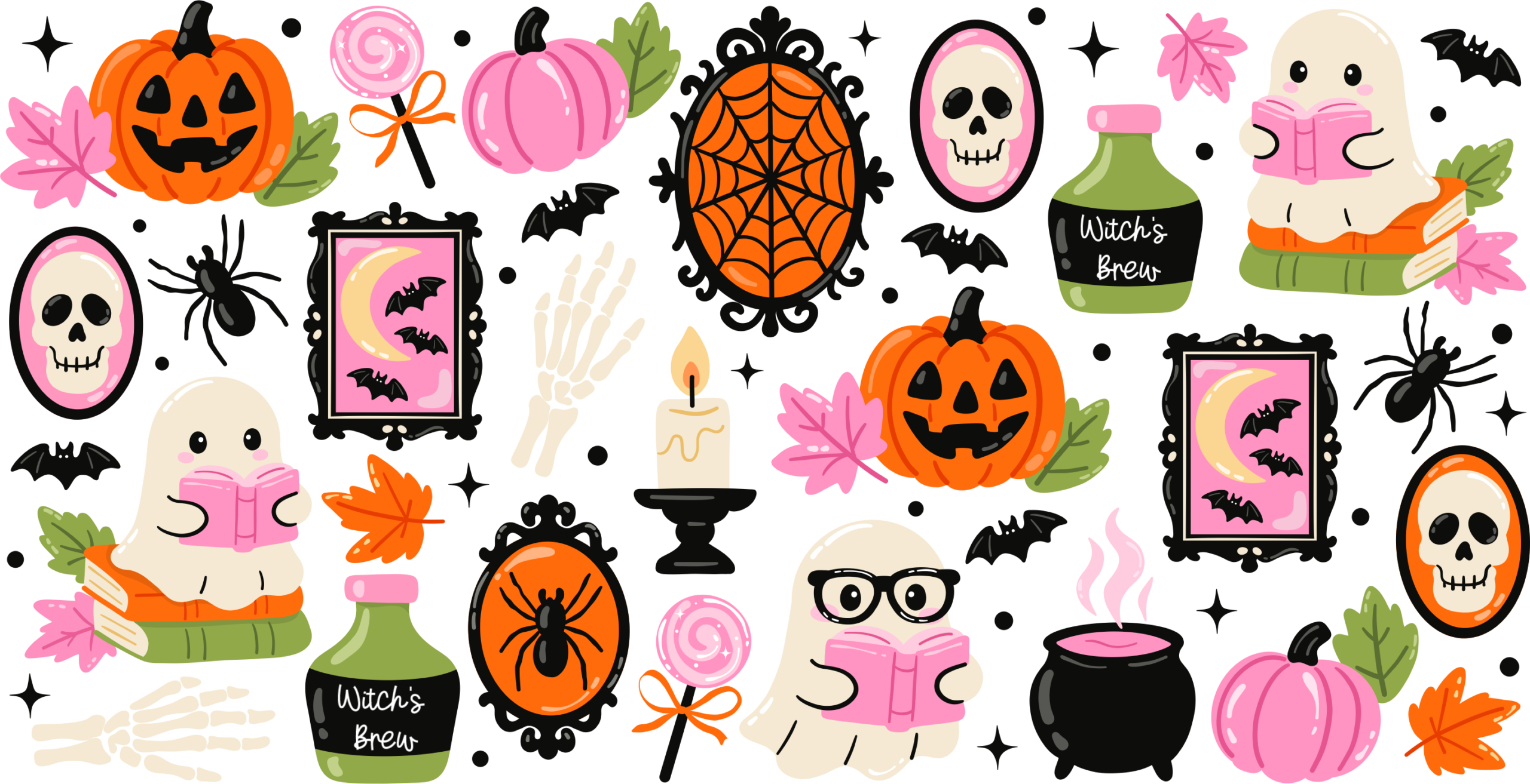 Ghosts reading books spooky bookish UV DTF decal design