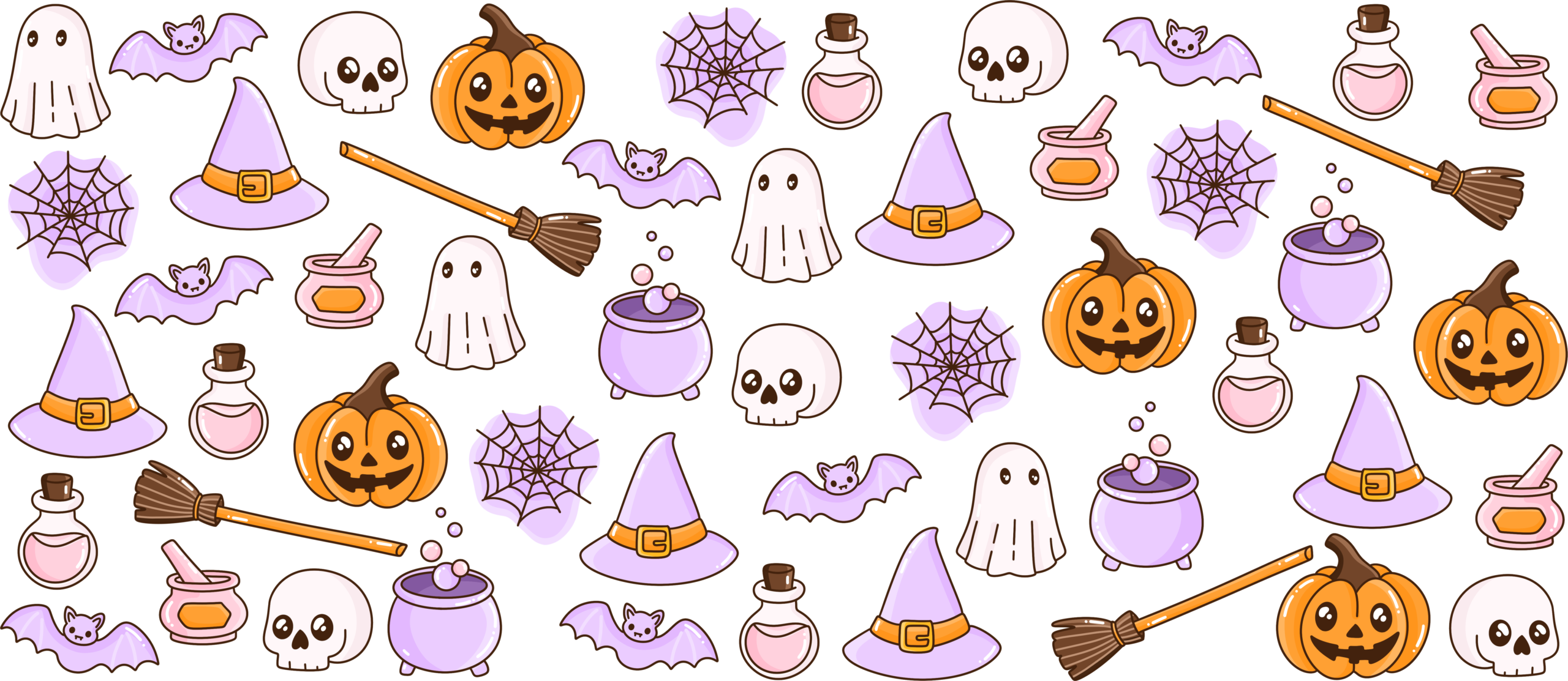 Purple potion bottles and stars Halloween UV DTF decal design