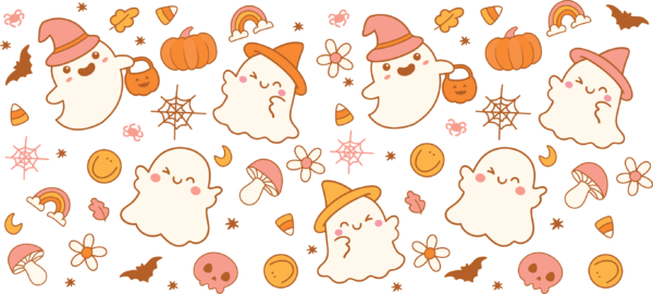 Boo crew of cute grinning ghosts UV DTF decal design