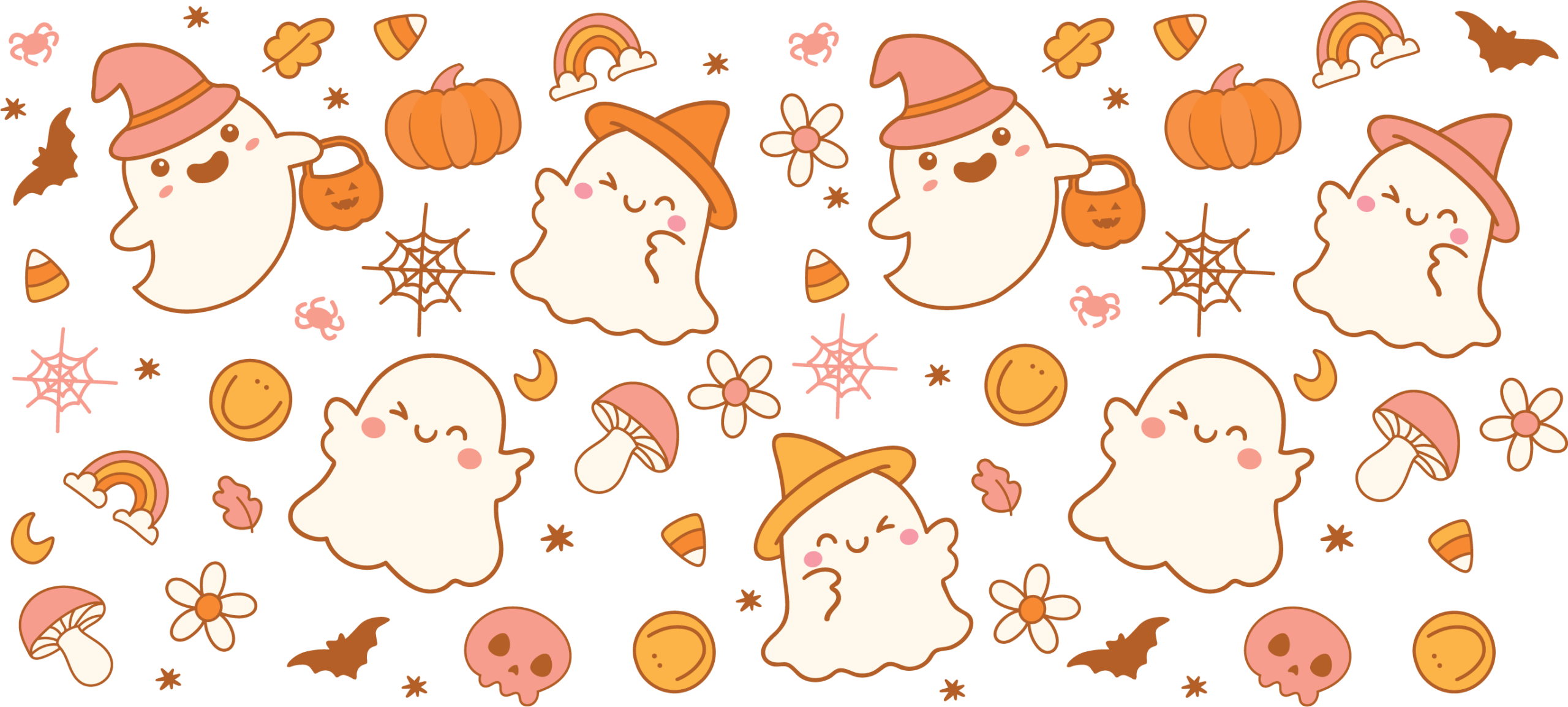 Boo crew of cute grinning ghosts UV DTF decal design