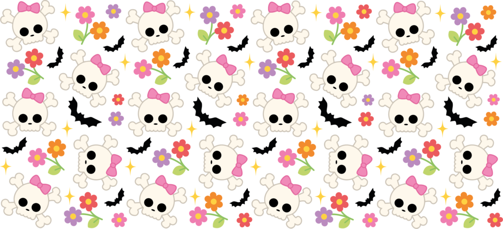 Pretty pink sugar skulls UV DTF decal design for tumblers