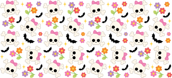 Pretty pink sugar skulls UV DTF decal design for tumblers