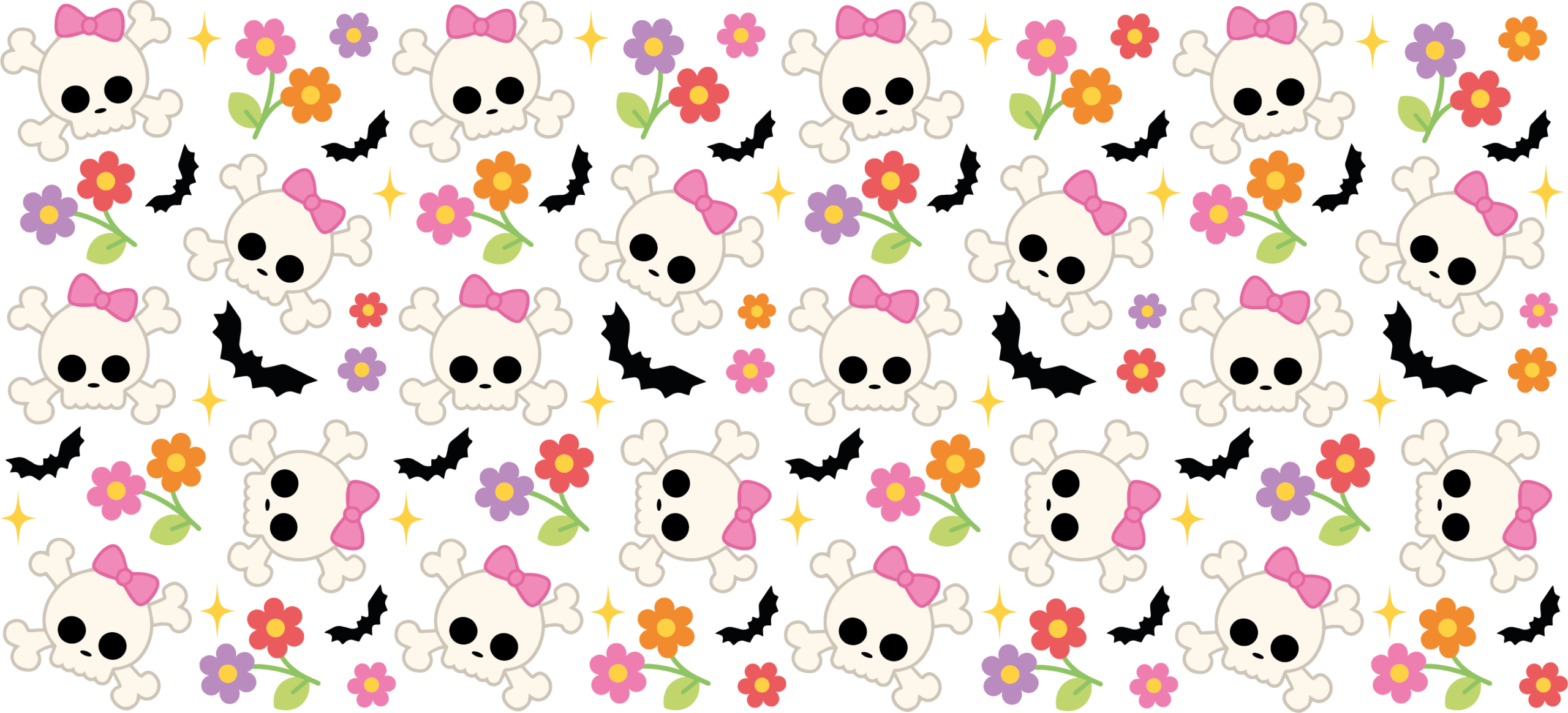 Pretty pink sugar skulls UV DTF decal design for tumblers