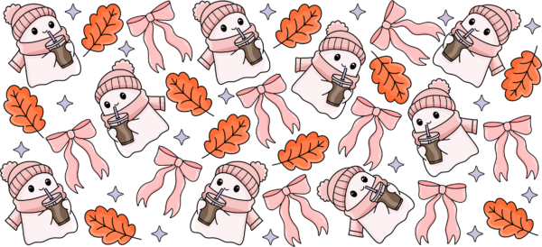 Sweater weather sips cozy fall drinks UV DTF decal design