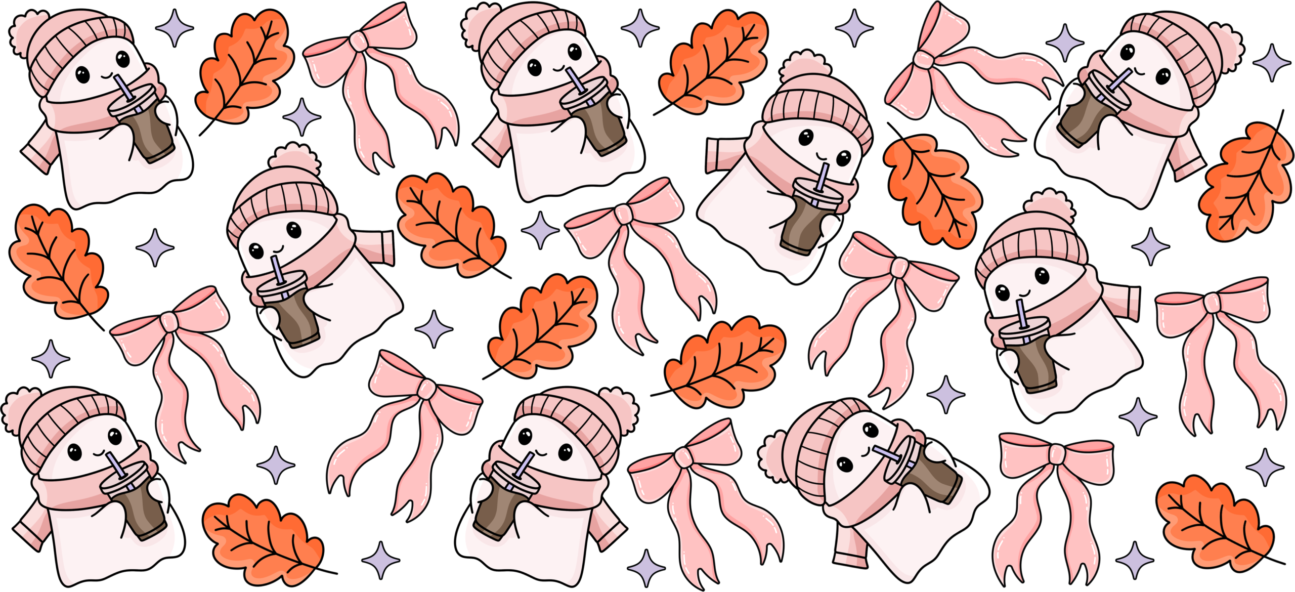 Sweater weather sips cozy fall drinks UV DTF decal design