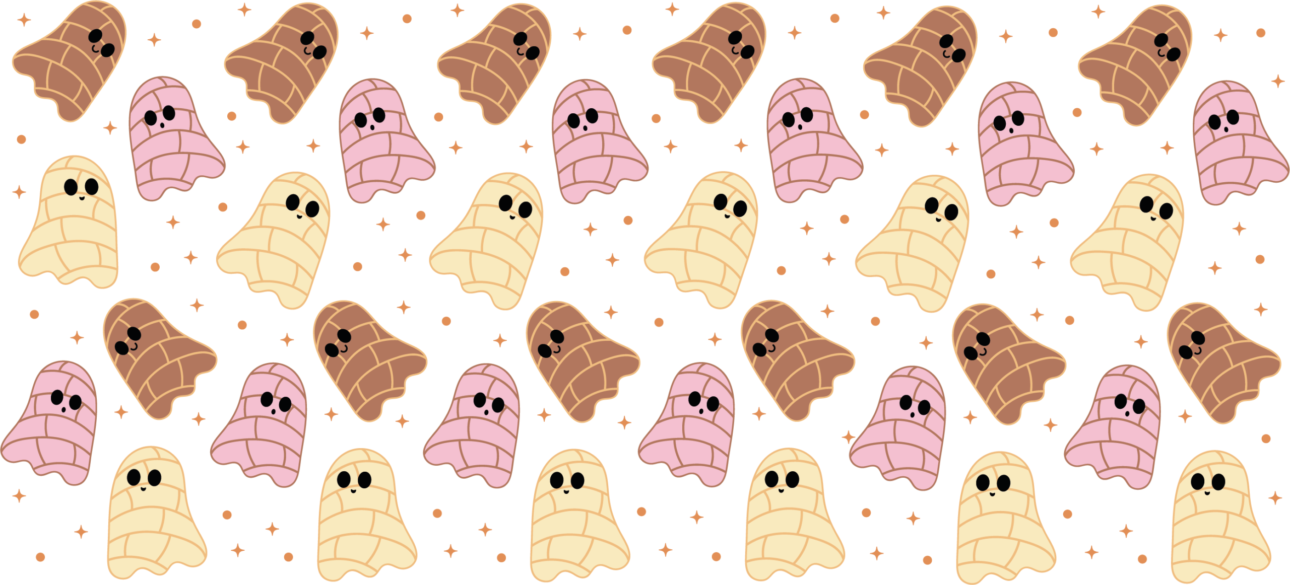 Concha ghost crew pan dulce and ghosts UV DTF decal design