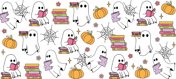 Spooky book club haunted books UV DTF decal design for mugs