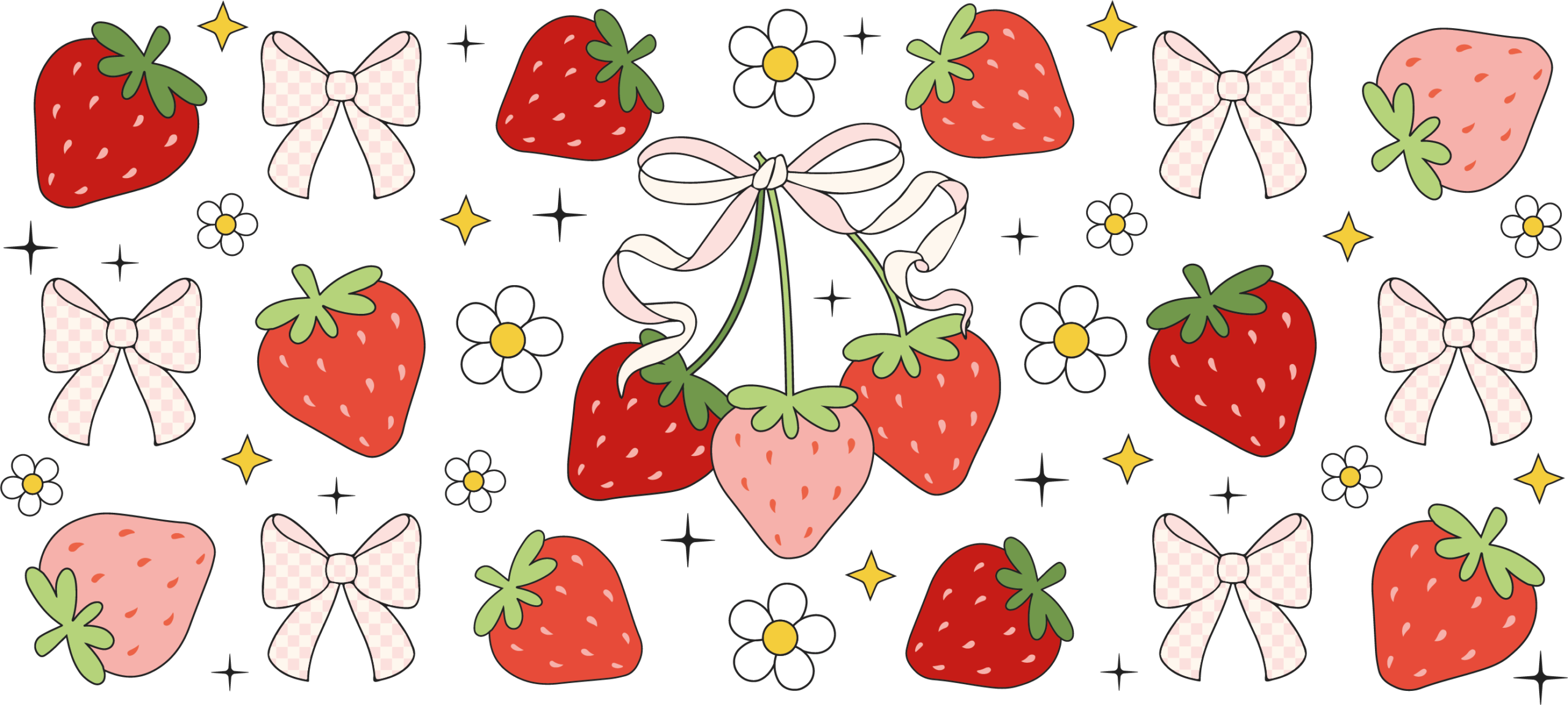 Strawberry bow babe strawberries and bows UV DTF decal design