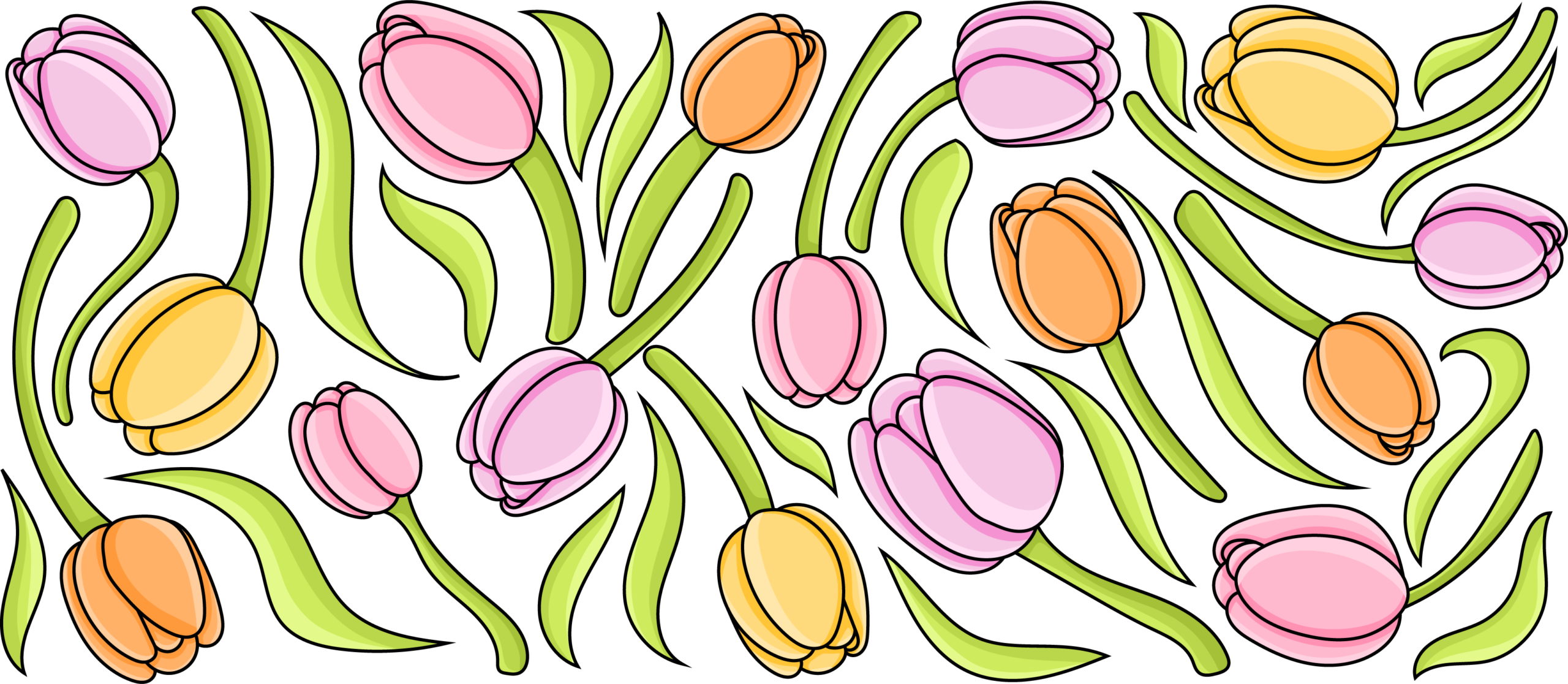 Pastel tulip garden spring florals UV DTF decal design